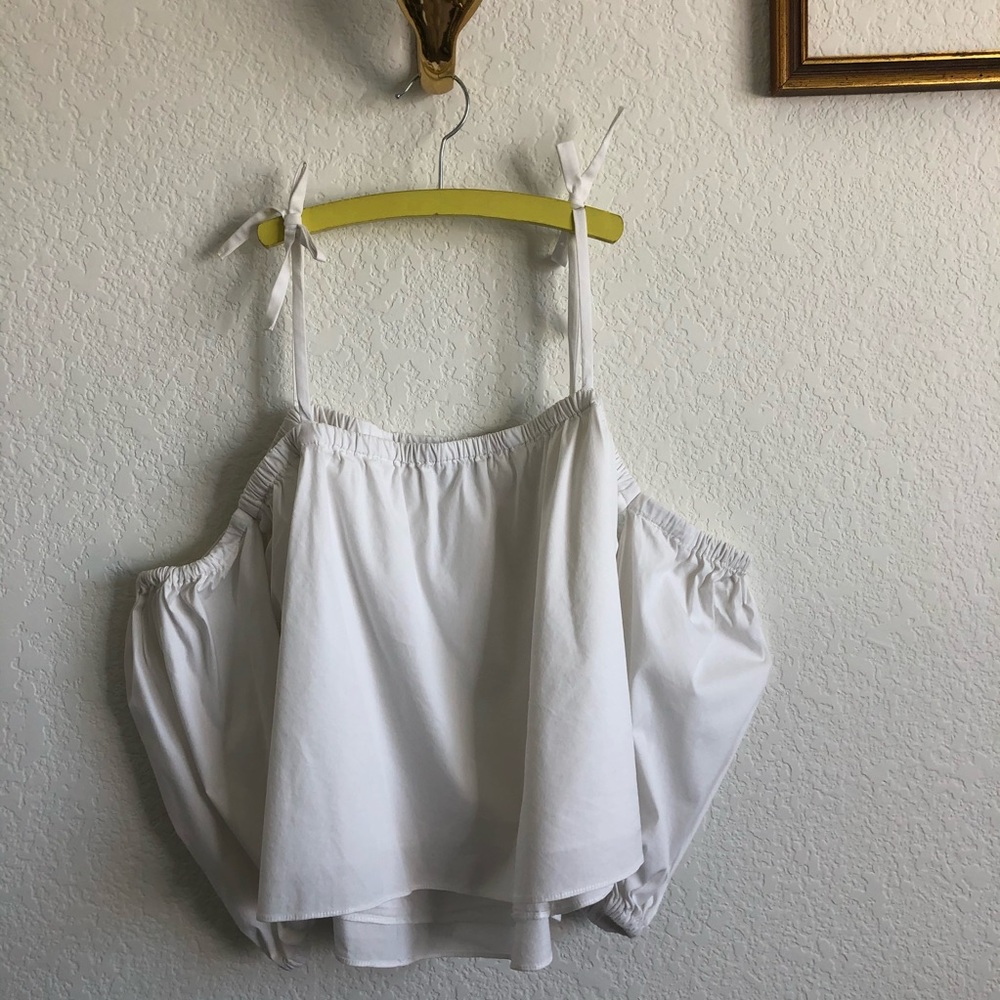 Milly Minis Oxford Cold-Shoulder Cotton Blouse Cri - Picture 7 of 8